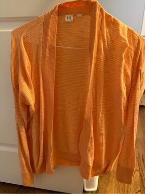 GAP Lightweight Open-Front Bright Orange Cardigan